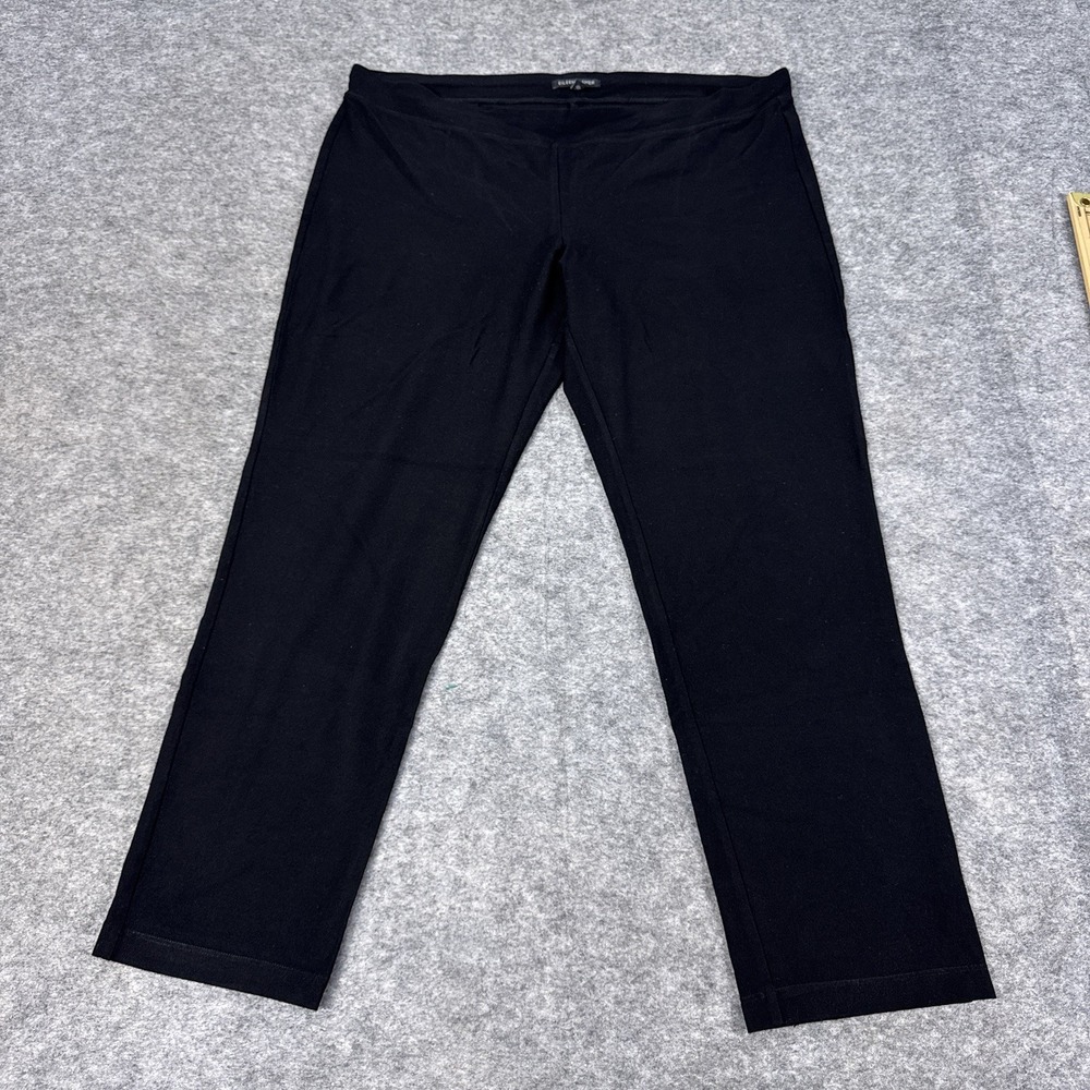 Eileen Fisher Pants Women Medium Black Pull On Loose Straight Baggy Stretch